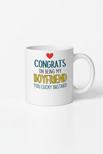 Grappige Mok 'Congrats Boyfriend You Lucky Bastard' | Cadeau voor Je Vriendje
