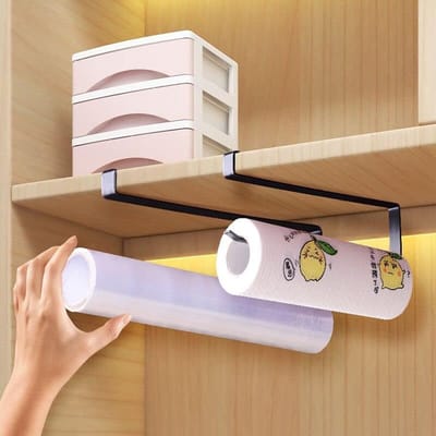 Keukenrolhouder - Toiletrolhouder - WC Rolhouder - Planchet Badkamer - 2 Stuks Keukenrolhouder - Zonder Boren - Papieren Handdoek, rolhouder, servetten, dispenser, kast voor keuken, badkamer - Zwart