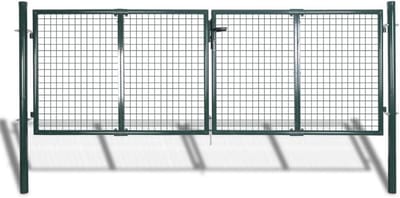 Tuinpoort Staal - Hekwerk Deur - Toegang Creëren - Roestwerend Gepoeierd - 306x150 cm - Donkergroen