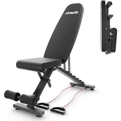 VirtuFit Fitnessbank FB100 - Opvouwbaar - Verstelbaar in 7 trainingsposities - Inclusief 3 weerstandskabels - Max 200 kg - Full-body workout