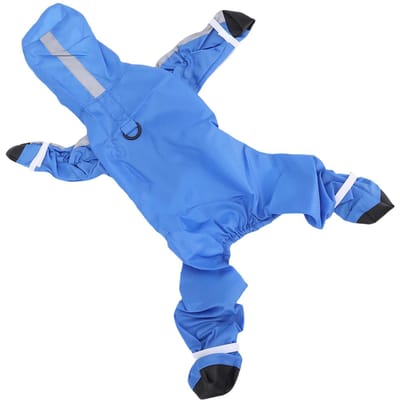Imperméable pour chien à capuche à la mode imperméabilisant 4 pattes Veste de pluie pour chien Slicker pour chiot petits animaux bleu S S bleu