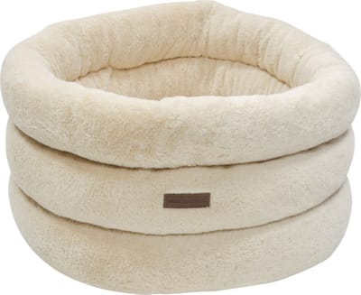 Animal Boulevard CHAMPS-ELYSEES Huisdierenmand – Hond – Kat – Zachte Pluche – Antislip Bodem – Uitneembaar & Wasbaar Kussen – Kleur: Beige – Ø50×27 cm