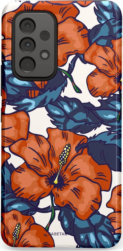 Casetastic hoesje geschikt voor Samsung Galaxy A53 (2022) 5G - Dubbellaagse bescherming - Exotische paradijs - Fashion Case - Terracotta Donkerblauw Bruin Donkergrijs