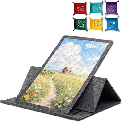 Puzzelbord Opvouwbaar - Puzzeltafel Mat - Puzzels Maken - Met 6 Sorteerbakkjes - 1000 Stukken - Donkergrijs