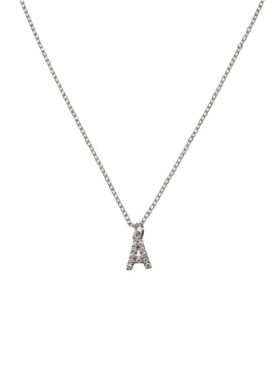 Letter Ketting A – Zilverkleurig – RVS Schakelketting met Strass Initial Hanger – 23 cm + 5 cm Verstelbaar – Cadeau