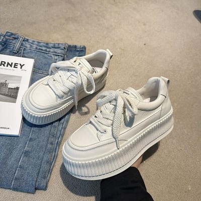 Biscuit Schoenen Dames Lente Nieuwe Muffin Dikke Zool Verhoogd Casual All-match Kleine Witte Schoenen 40