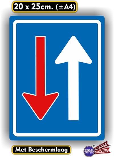 Jerma - Voorrang tegemoetkomend verkeer - Sticker - 20x25 cm - Zelfklevend - Vinyl - Weerbestendig