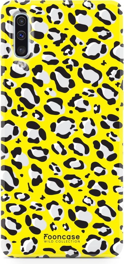 Fooncase Hoesje Geschikt voor Samsung Galaxy A50 - Shockproof Case - Back Cover / Soft Case - Luipaard / Leopard print / Geel