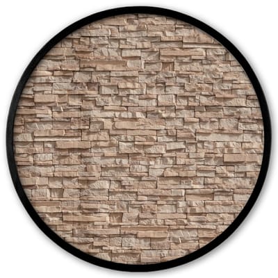 Poster in lijst Rond - Fotolijst 40x40 cm - Posters - Steen - Bakstenen - Textuur - Beige - Ronde posterlijst zwart - Decoratie - Wanddecoratie woonkamer - Muurdecoratie slaapkamer