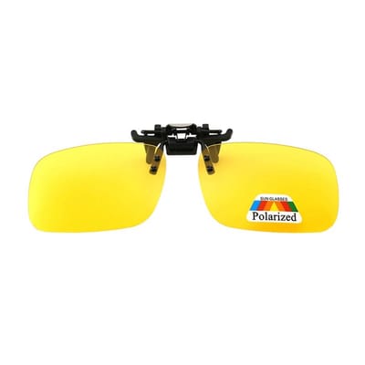 Fako Fashion - Clip On Voorzet/Overzet/Opzet Zonnebril - Night Vision - Polariserend - Polarized - Small - 125x33mm - Geel