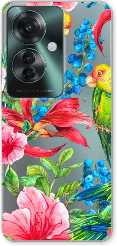 Case Company® - Hoesje geschikt voor Oppo Reno 11 F hoesje - Papegaaien - Soft Cover Telefoonhoesje - Bescherming aan alle Kanten en Schermrand