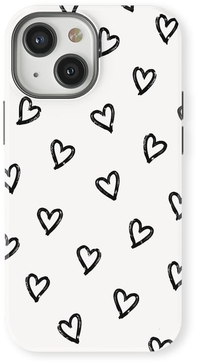 Tough Hoesje met Hartjes geschikt voor iPhone 13 Mini | Little Love Tough Case Geschikt voor Mag | Hartjes Print Backcover geschikt voor iPhone 13 Mini Mono Hearts
