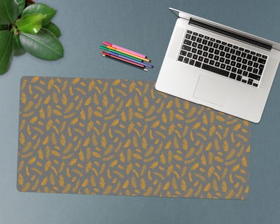 Coloray Bureau Onderlegger - Gele twijgen Bureau Mat - 90 cm x 45 cm - Oranje Bureau Onderlegger - Bureaumat - Onderlegger Bureau - Bureau Onderlegger Groot - Bureau Onderlegger XXL
