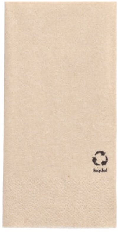 250 Servetten, 2-laags 1/8 vouw 33 cm x 33 cm natuur gemaakt van gerecycled papier