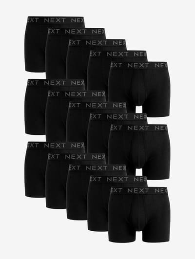 Next - Heren - A-Front Katoenrijke Boxers 15 Verpakking - Zwart