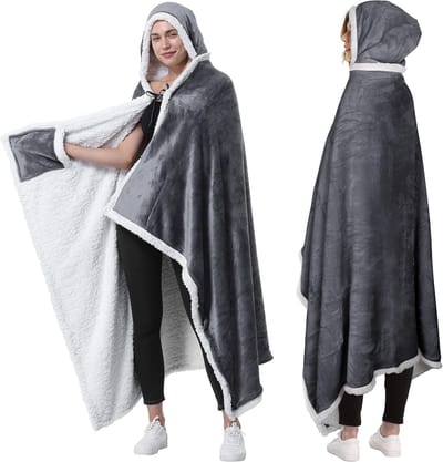 Comfortabele Draagbare Dekenponcho met Capuchon en Steekzakken voor Kinderen en Volwassenen