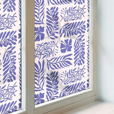 Coloray Privacy Folie Raam - Plantenpatronen Anti inkijk Folie - 50x100 cm - Wit Privacy Folie Raam - Raamfolie Tegen inkijk Glas in Lood - Voor de slaapkamer, woonkamer en kantoor - Raamfolie Zonwering
