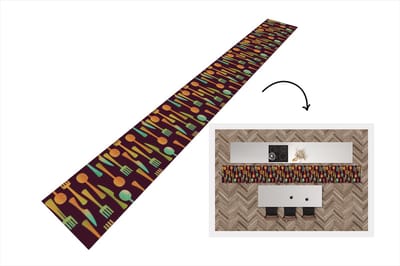 Keukenloper 400x50 cm - Keukenmat vinyl Keukengerei - Patroon - Retro - Keukenmatten loper - Keuken vloerkleed tapijt