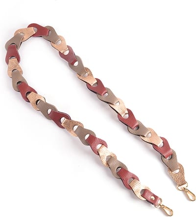 Giuliano gevlochtend schouderband breed XL - Metallic - Donkergoud Bordeaux Taupe - Dames - Made in Italy