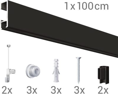 Click Rail / Ophangrail - Mat Zwart - Complete Set 100 cm