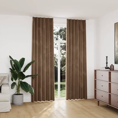 vidaXL - Gordijnen - verduisterend - 2 - st - met - haken - 140x245 - cm - fluweel - beige