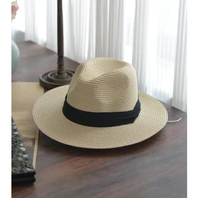 XL Grote Hoofd 63CM Zomer Strand Geweven Zon Hoeden Mannen Vrouwen Grote Maten Jazz UV UPF 50+ Zon Bescherming Reizen Panaman Stro Hoeden Unisex L58-60cm beige