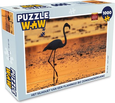Puzzel Het silhouet van een flamingo bij zonsondergang - Legpuzzel - Puzzel 1000 stukjes volwassenen