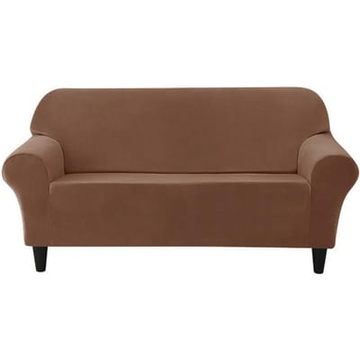 Housse de canapé de Style européen 1/2/3 places, housses de canapé extensibles en velours doux pour salon, lavables, protections de meubles antisalissures 1 seater (85-135cm) café foncé