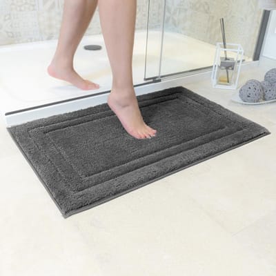SnelShoppen - Decomira Badmat Anti-Slip 70x120 cm | Super absorberend, machinewasbaar, voor badkamer, douche & WC | Donker Grijs, eco-vriendelijk poly