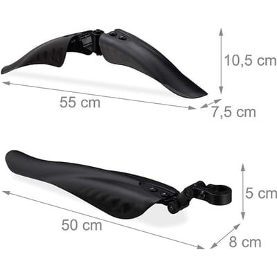 Spatbordenset Spatbescherming voor Voor- en Achterspatbord voor 24-28 inch s MTB Mountainbike zwart