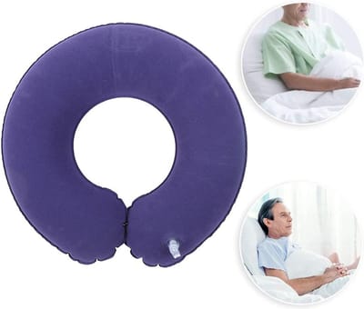 stoelkussen - Opblaasbaar stoelkussen - blauw - Ringkussen - 45*40*11cm - Suède doek - Zitring - Wigkussen