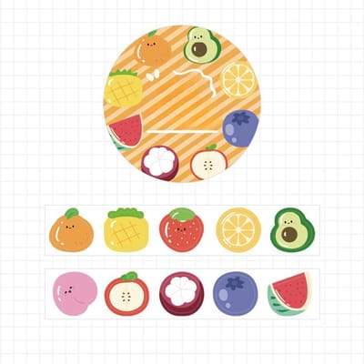 Lot de 100 rubans adhésifs Washi à motifs de fleurs, de fruits et d'animaux, style Kawaii, pour scrapbooking, papeterie décorative pour journal intime, album E