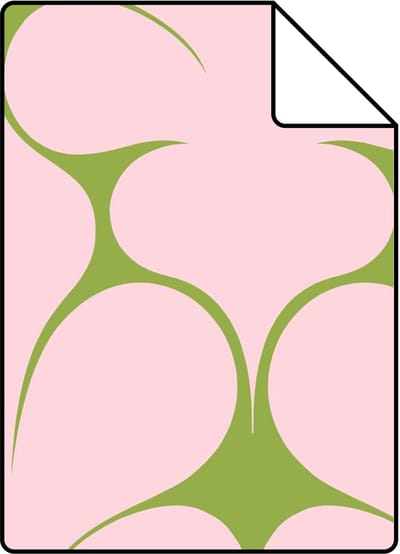 Proefstaal ESTAhome behang retro ornamenten roze en groen - 26.5 x 21 cm - 131563-S