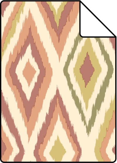 Proefstaal ESTAhome behang ruiten beige, paars en groen - 26.5 x 21 cm - 131693-S