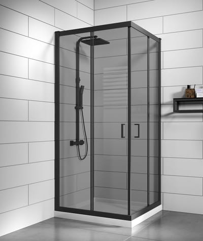 Badplaats Douchecabine Dakota 100 x 100 x 190 cm – Zwart met Rookglas – Douchewand met Schuifdeur