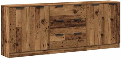 Opbergkasten Set - Dressoir Kast - Woonkamer Decoratie - Bewerkt Hout Design - 60x30x70 cm - Oud Houtkleurig