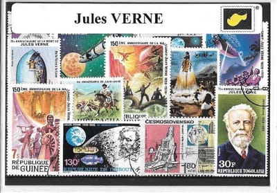Jules Verne – Luxe postzegel pakket (A6 formaat) - collectie van verschillende postzegels van Jules Verne – kan als ansichtkaart in een A6 envelop. Authentiek cadeau - kado - schrijver - frankrijk - boek - auteur - diepzee - science fiction - sci-fi