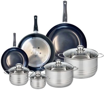 Set van 3 Kookpannen 20, 28 en 32 cm en 4 braadpannen 12, 14, 20 en 24 cm Elo Prima Brillant