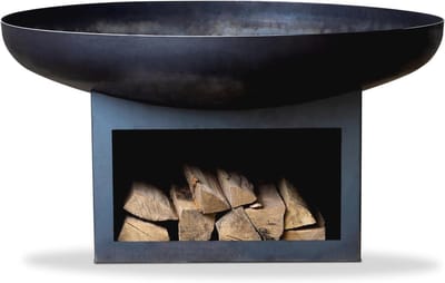 Vuurkorf met opbergvak - Vuurschaal buitenhaard - Gezelligheid op terras - Hoge materiaaldikte - Ø 60 cm - Zwart