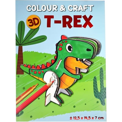 Kleur en knutsel je eigen 3D dier - T-rex