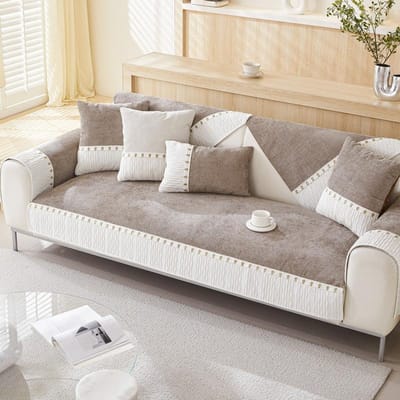 Franse Chenille Bank Kussenhoes Vier Seizoenen Universeel Splicing Patroon Bankmat Antislip L-vormige Bankhoezen Kussenhoes 70x70cm 1pcs