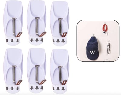 PD® zelfklevende haakjes - 6 Stuks - Draagkracht 1 kilo - Ophanghaken - Ophanghaakjes Zelfklevend - Haak met zuignap - Haak zonder te boren - Wit