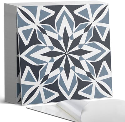 Coloray Plaktegels - Geometrie in symmetrie Zelfklevende Tegels - 20 cm x 20 cm - Zwart Plaktegels - 20 stuks - Vierkant PVC Tegels - Plaktegels Badkamer - Plaktegels Vloer - Vinyltegels Vloer Zelfklevend - Wandtegel Zelfklevend