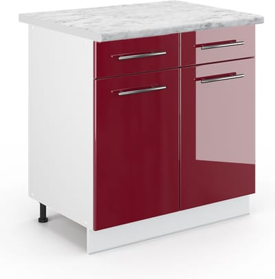 Vicco Fame-Line Keukenonderkast – 80 cm, WB Marmer Bordeauxrode hoogglans