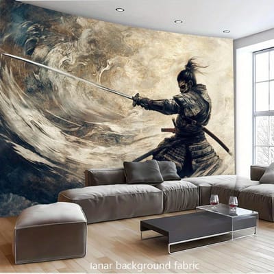 Japanse Samurai Krijger Wandkleed, Katana Zwaard Abstracte Kunst Wandkleed, Coole Woondecoratie Voor Woonkamer Slaapkamer 100x150cm39x59in