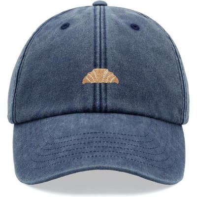 1 st Croissant Print Retro Baseballpetten voor Mannen, Buiten Vrije Tijd Gewassen Verstelbare Papa Hoed Vervaagd Sport Zon Reizen Dagelijkse Kleding (Blue,Adjustable) blauw