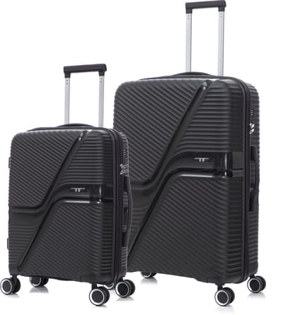 SB Travelbags 2 delige bagage kofferset 4 dubbele wielen trolley - Zwart - 75cm/55cm