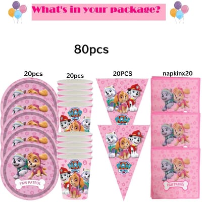 Roze Paw Patrol Verjaardagsfeest Decoratie Skye Wegwerp Servies Tafelkleed Bord Folie Ballonnen Babyborrel Meisjes Feestartikelen