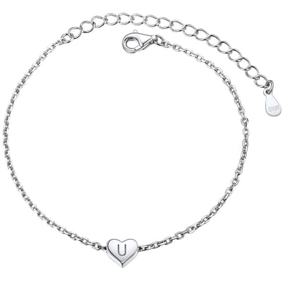 Dailygoody - Hart armband - Zilver - Elegant ontwerp - Aangepaste brief armband - S925 zilver - Geschikt voor dames - 16+5CM