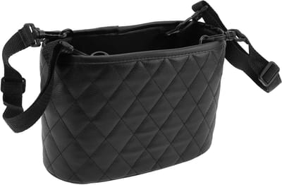 Praktische Auto Afvalbak voor Voor- en Achterzitplaatsen, 10.2" Lengte, 4.3" Breedte, 7.1" Hoog, Zwart Kunstleer, Hangend Design